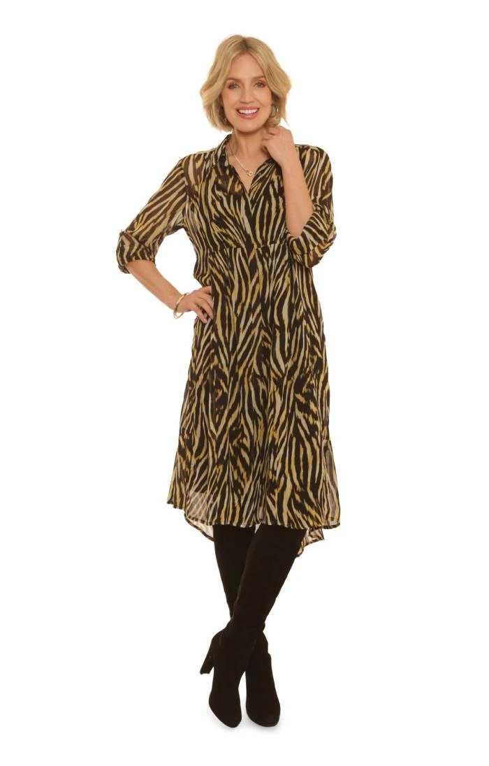 Ladies Pomodoro Blurred Zebra Overshirt Dress 2 Ladies Pomodoro Blurred Zebra Overshirt Dress - Image 2