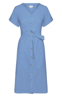 Ladies Linen Mix Button Front Dress 13 Ladies Linen Mix Button Front Dress -House Of Bruar TQ32160BLUE 1