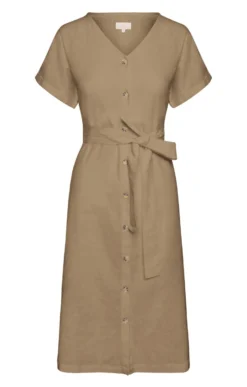 Ladies Linen Mix Button Front Dress 20 Ladies Linen Mix Button Front Dress -House Of Bruar TQ32160STONE 1