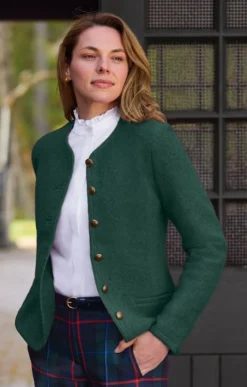 Ladies Crew Neck Boiled Wool Jacket