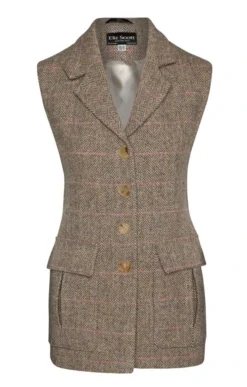 Ladies Harris Tweed Betty Gilet 9 Ladies Harris Tweed Betty Gilet -House Of Bruar TR00775BEIGEPINK 2