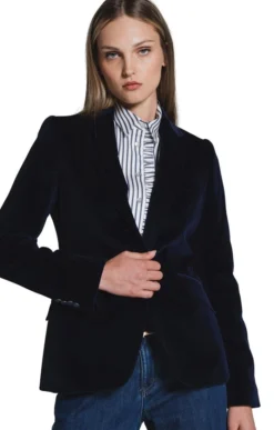 Ladies Circon Two Button Velvet Jacket