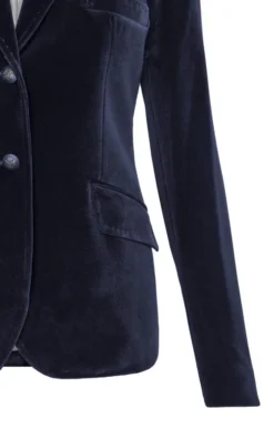 Ladies Circon Two Button Velvet Jacket -House Of Bruar TR22911NAVY 3