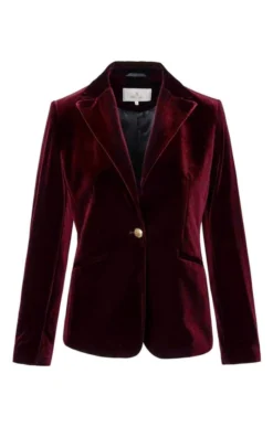 Ladies Velvet Single Breasted Blazer -House Of Bruar TR30235BURGUNDY 1