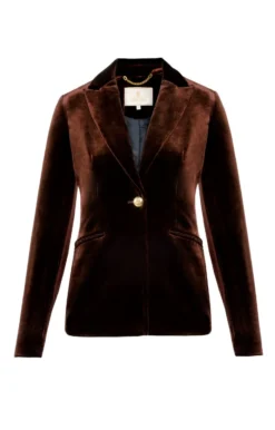 Ladies Velvet Single Breasted Blazer -House Of Bruar TR30235CHOCOLATE 1