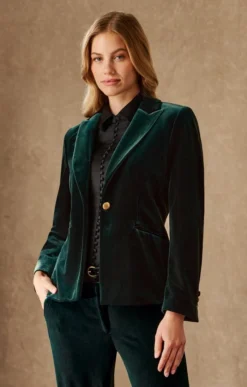 Ladies Velvet Single Breasted Blazer