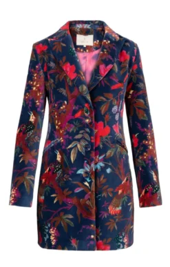 Ladies Botanical Velvet Cheltenham Jacket -House Of Bruar TR40695BOTANICALNAVY 1
