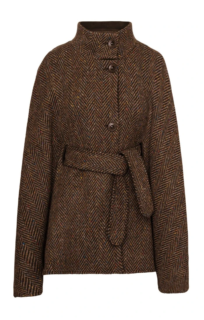 Ladies Belted Herringbone Cape 2 Ladies Belted Herringbone Cape - Image 2