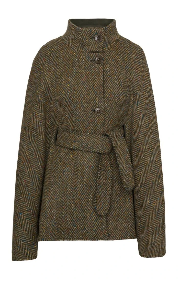 Ladies Belted Herringbone Cape 1 Ladies Belted Herringbone Cape