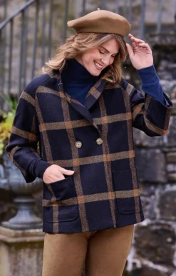 Ladies Double Breasted Tweed Pocket Coat