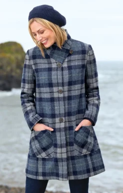Ladies Harris Tweed Funnel Coat