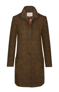 Ladies Harris Tweed Funnel Coat 16 Ladies Harris Tweed Funnel Coat -House Of Bruar TS12393BROWNRUSTOC 1