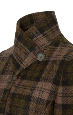 Ladies Harris Tweed Funnel Coat 20 Ladies Harris Tweed Funnel Coat -House Of Bruar TS12393CAMELBLACKCHK 2