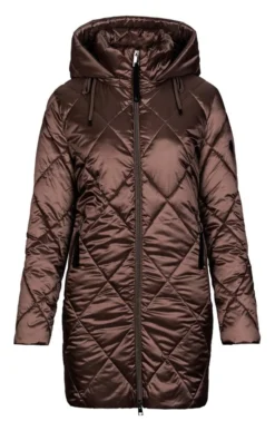 Ladies 3/4 Length Quilted Jacket With Hood
