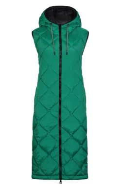 Ladies Very Long Hooded Quilted Waistcoat