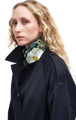 Ladies Barbour Queensbridge Showerproof Trench Coat -House Of Bruar TS23255BLACKPAPAVERA 2