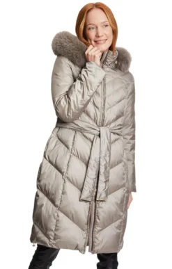 Ladies Betty Barclay Hooded Quilted Coat With Fur