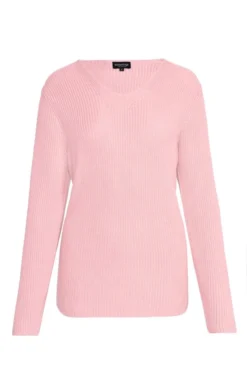 Ladies Ribbed Cotton V Neck Jumper