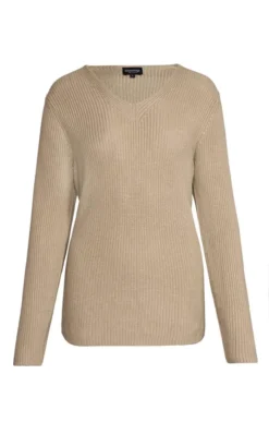 Ladies Ribbed Cotton V Neck Jumper