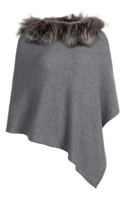 Fox Fur & Cashmere Poncho -House Of Bruar TT05063MIDGREY 1