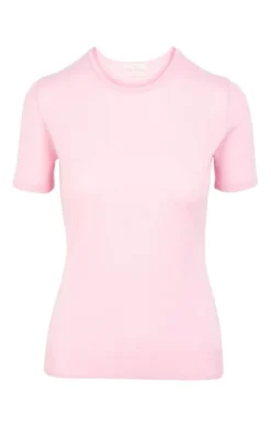 Ladies Cashmere 2 Ply Short Sleeve Crew Neck 10 Ladies Cashmere 2 Ply Short Sleeve Crew Neck -House Of Bruar TT14201CARNATION 1