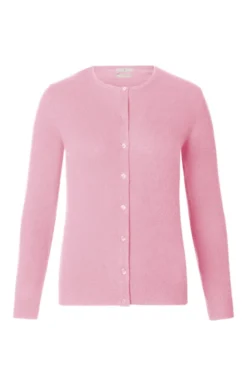 Ladies Cashmere 2 Ply Crew Cardigan 11 Ladies Cashmere 2 Ply Crew Cardigan -House Of Bruar TT14202CARNATION 1