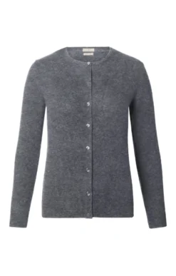 Ladies Cashmere 2 Ply Crew Cardigan 14 Ladies Cashmere 2 Ply Crew Cardigan -House Of Bruar TT14202MIDGREY 1