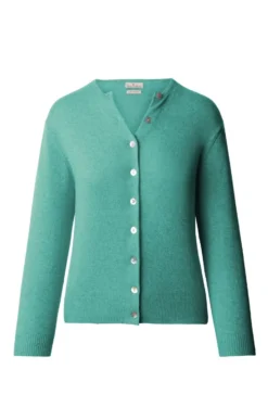 Ladies 2ply Cashmere Crop Cardigan -House Of Bruar TT14234SEAGREEN 1