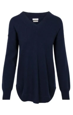 Ladies Cashmere V Neck Tunic -House Of Bruar TT21201NAVY 1