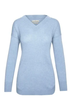 Ladies Cashmere V Neck Tunic -House Of Bruar TT21201SKY 1