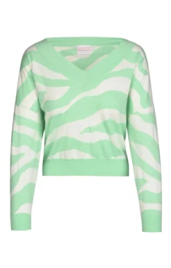 Ladies Cotton And Silk Zebra V Neck