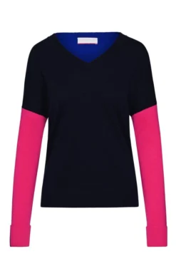 Ladies Cashmere Multi-Coloured V-Neck