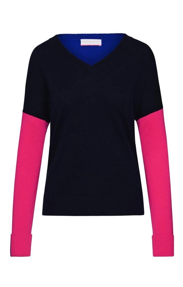Ladies Cashmere Multi-Coloured V-Neck 1 Ladies Cashmere Multi-Coloured V-Neck