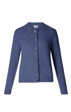 Ladies Cashmere Jewel Button Cardigan 6 Ladies Cashmere Jewel Button Cardigan -House Of Bruar TT22659DENIM 1