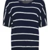 Ladies Short Sleeved Stripe Crew