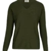 Ladies Silk Cashmere Fine Rib V-Neck