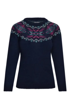Ladies Shetland Fairisle Crew 8 Ladies Shetland Fairisle Crew -House Of Bruar TT46791INDIGO 1