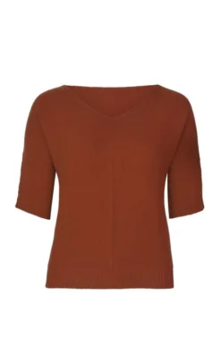 Ladies Cotton Moss Stitch V Neck